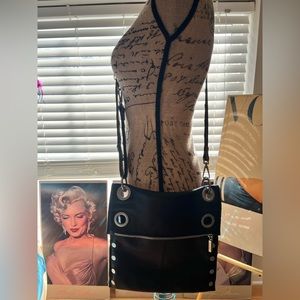Hammitt Montana Reversible Medium Crossbody Handbag-  Black/Pewter